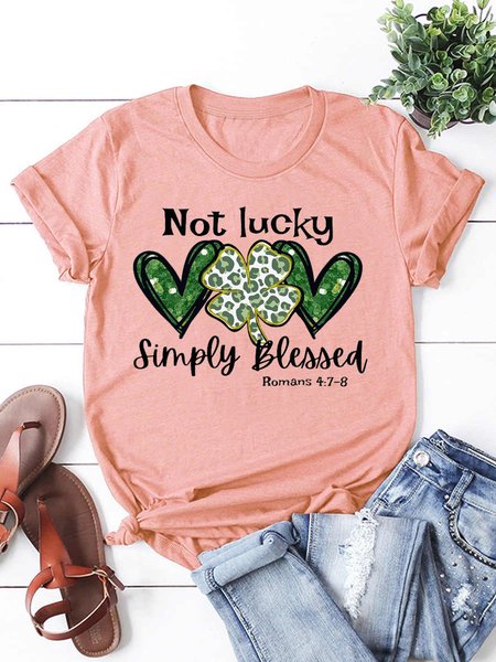 

Not Lucky Just Blessed Women's Short Sleeve T-shirt, Brick red, T-shirts