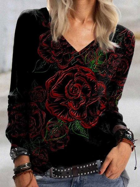 

Casual Long Sleeve T-shirt, Black, Long sleeve tops