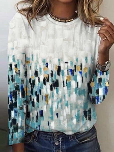 

Cotton Blends Geometric Regular Fit Shirts & Tops, White, T-Shirts