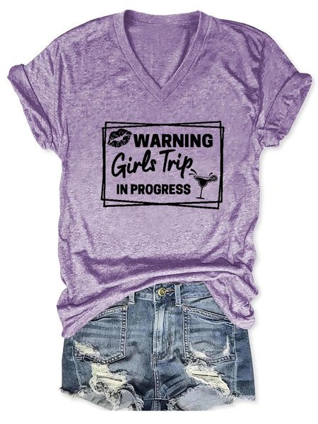 

Warning Girls Trip In Progres Women's Short Sleeve T-shirt, Purple, T-shirts