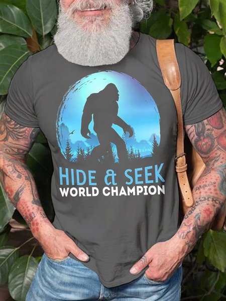 

Word Champion Funny Cotton Casual Short sleeve T-shirt, Deep gray, T-shirts