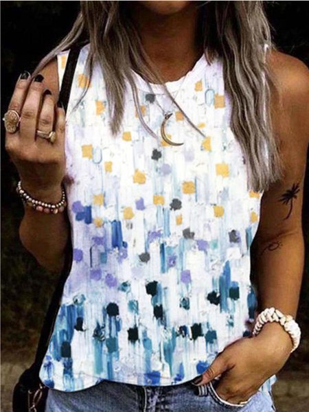 

Cotton Blends Regular Fit Casual Knit Tank, White, Tank Top