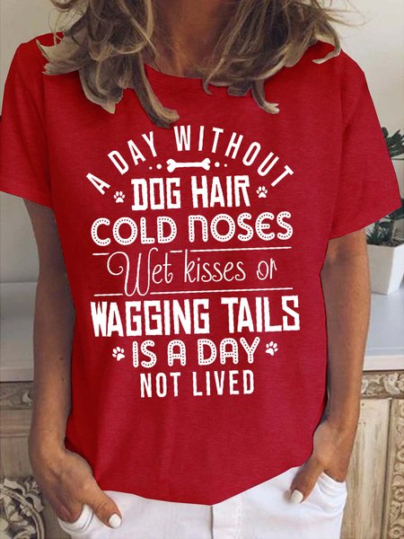 

Funny Dog Lover Letter Regular Fit Short sleeve Top, Red, T-shirts
