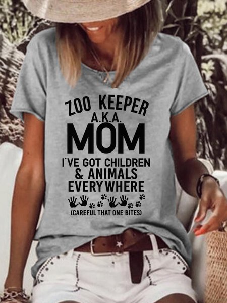 

Funny Mom Letter Short sleeve tops, Gray, T-shirts