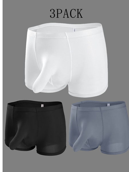 

Men's Elephant Nose Ice Silk Boxer Briefs, Gray, Underwear & Socks