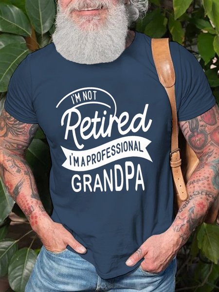 

Professional Grandpa Casual Crew Neck Cotton Short sleeve T-shirt, Navy blue, T-shirts