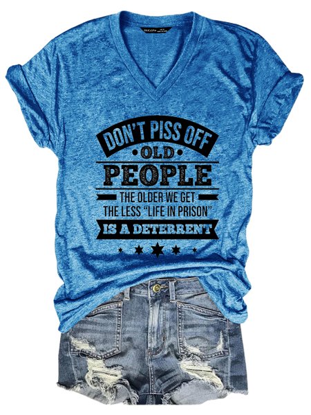 

Don't Piss Off Old People Casual Short Sleeve T-shirt, Blue, T-shirts