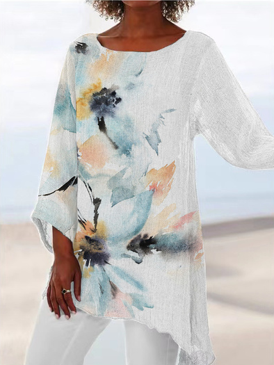 

Floral Casual Shirts & Tops, White, Tunics