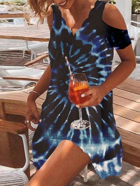 

Tie Dye Gradient Print Spring New Designer Ladies Casual Knit Dress, Multicolor, Tie dye dress