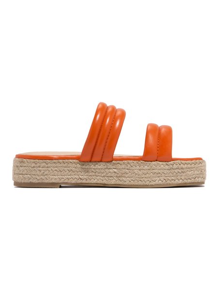 

Women's Chunky Strap Straw Bottom Beach Slipper, Orange, Slippers