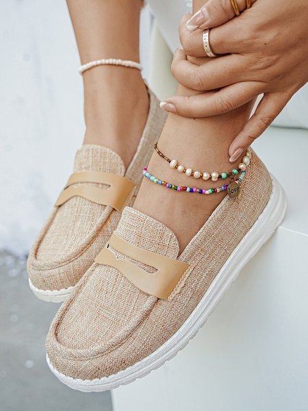 

Women's Solid Color Simple Flat Shoes, Khaki, Flats & Loafers