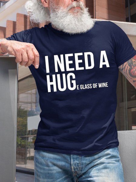 

I Need A Hug Crew Neck Short Sleeve T-shirt, Purplish blue, T-shirts