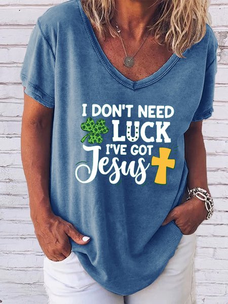 Women's Letter Short Sleeve Tee T-shirt V Neck Casual Summer Top, Blue, T-Shirts