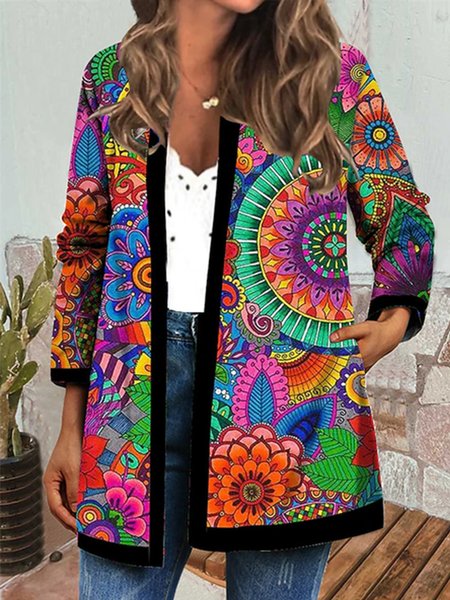 

Ethnic Loosen Cross Front Vacation Outerwear, Multicolor, Cardigans
