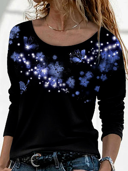 

Regular Fit Casual Butterfly Shirts & Tops, Black, Long sleeve tops