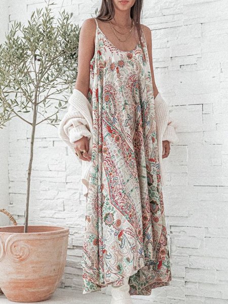 

Floral Vacation floral sleeveless Loosen women Dresses, Multicolor, Dresses