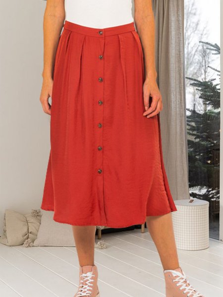 

Casual Regular Fit A lineA knee Long skirt, Orange, Skirts