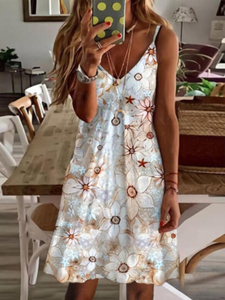 

Regular Fit Floral Casual Short Sleeve Knit Dress, Flower, Mini Dresses