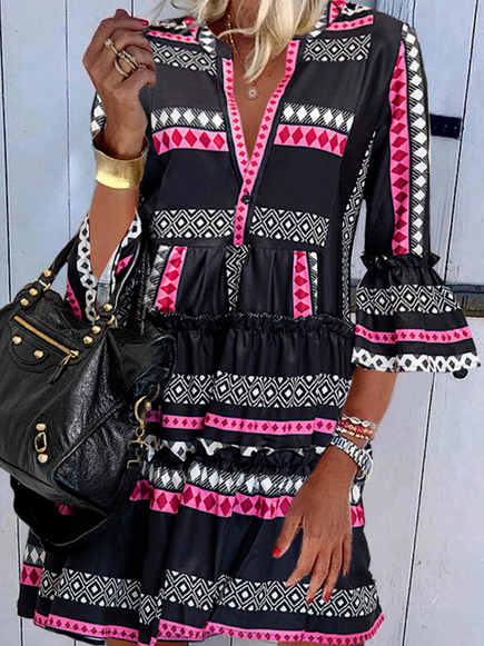 

Loosen Tribal Vacation Dresses, Black, Dresses