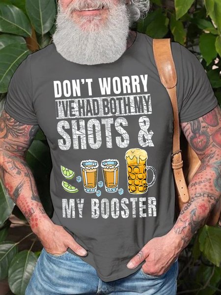 

Men's Don't Worry I've Had Both My Shots and Booster Funny Vaccine T-shirt, Deep gray, T-shirts