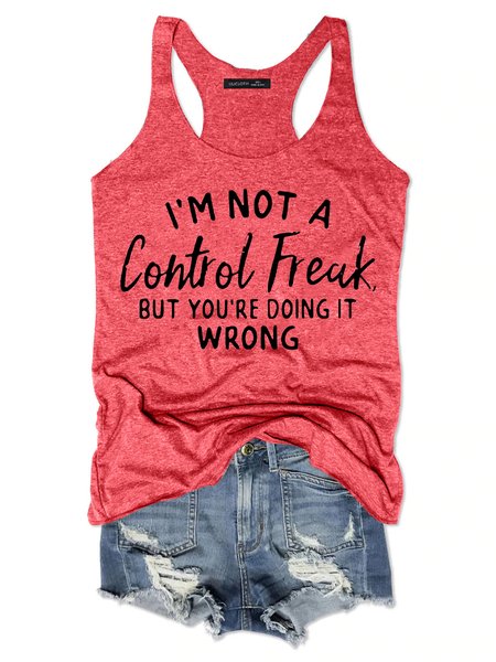 

I'm Not A Control Freak Women's Knit Tank, Red, Tank Tops