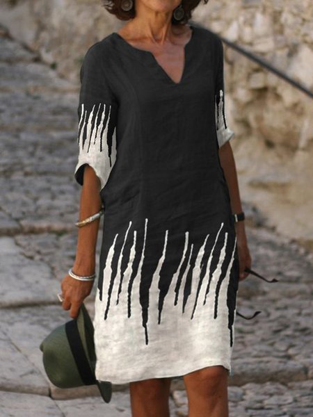 

Loosen V Neck Casual Dresses, Black, Mini Dresses