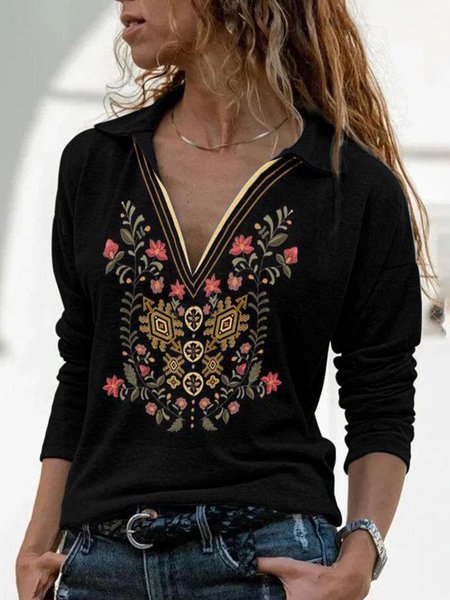 

Polyester Cotton Regular Fit Long Sleeve T-shirt, Black, T-Shirts