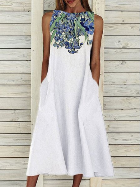 

Regular Fit Crew Neck Casual Dresses, White, Dresses