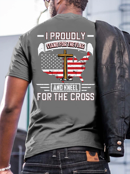 

Stand For The Flag, Kneel For The Cross Short sleeve T-shirt, Light gray, T-shirts