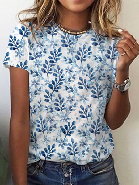 

Leaves Regular Fit Shirts & Tops, Blue, T-Shirts