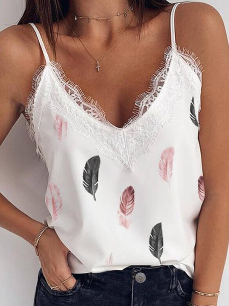 

V Neck Regular Fit Vests, White, Tank Top