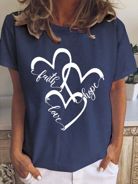 

Faith Love Hope Heart Women's Short Sleeve T-shirt, Deep blue, T-shirts