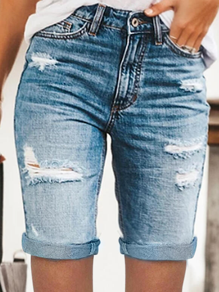 

Denim Regular Fit Pants, Blue, Shorts