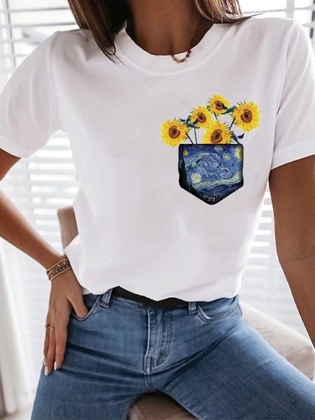 

JFN Crew Neck Art Inspired Casual T-Shirt/Tee, White, T-Shirts