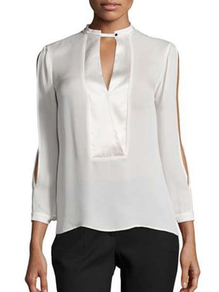 

Elegant Plain Regular Fit Daily Top, White, Tops