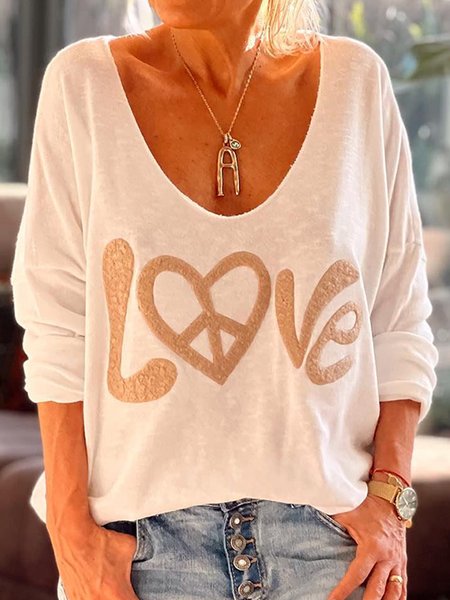 

Crew Neck Long sleeve tops, White, Tops