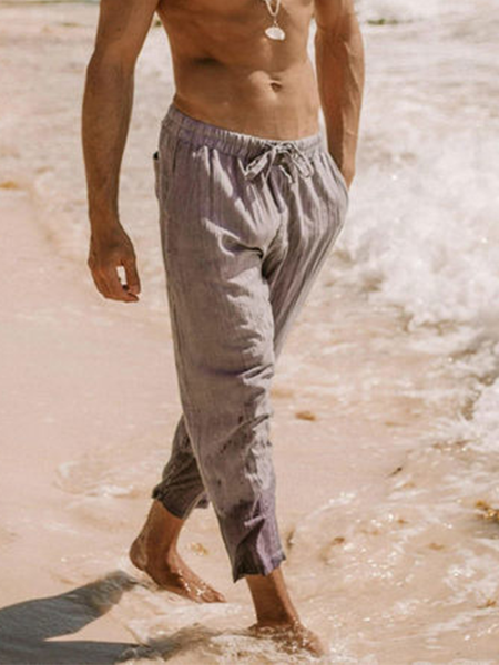 

Cotton And linen Style American Casual Basic Wild linen Trousers, As picture, Pants