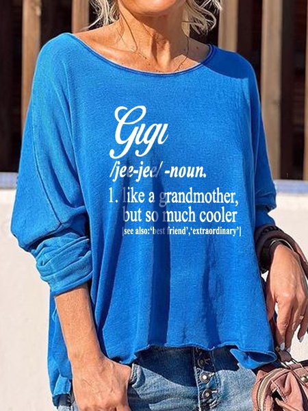 

Loosen Off Shoulder Letter Crew Neck Shirts & Tops, Blue, Tops