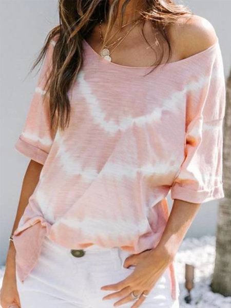 

Regular Fit Round Neck Casual Shirts & Tops, Pink, T-Shirts