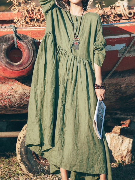 

Cotton Green Long Sleeve Tunic Dress Long, Maxi Dresses
