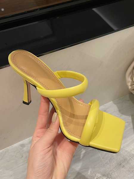

Summer Lemon Yellow White Stiletto Muller Pumps, Women Shoes>>Women's Shoes>>heel Sandals