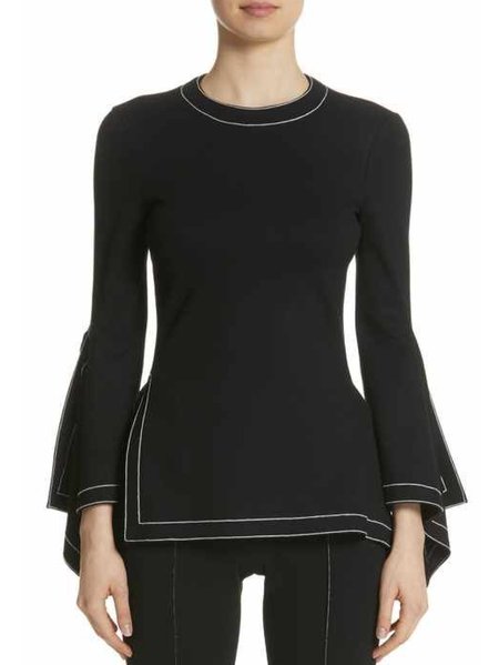 

Elegant Asymmetric Sleeve Black Top, Tops