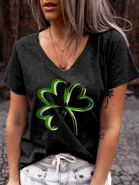 

St. Patrick's Day Loosen Leaves Short Sleeve T-shirt, Black, T-Shirts