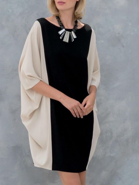 

Simple Loosen Cocoon Color-block Dress, As picture, Mini Dresses