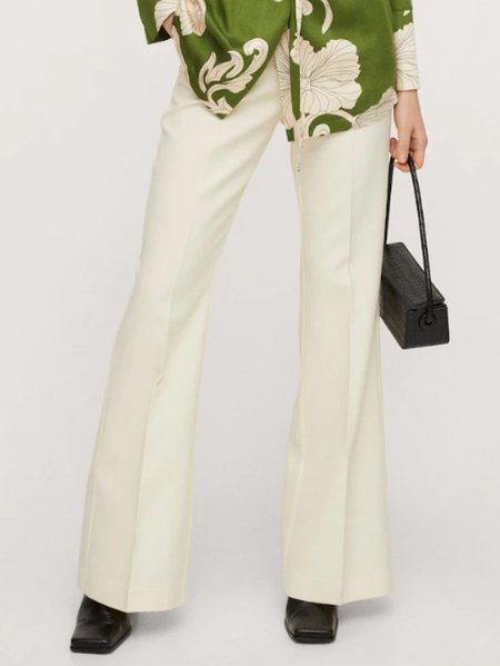 

Elegant Regular Fit Simple Back Slit Flare Leg Pants, As picture, Wide Leg Pants
