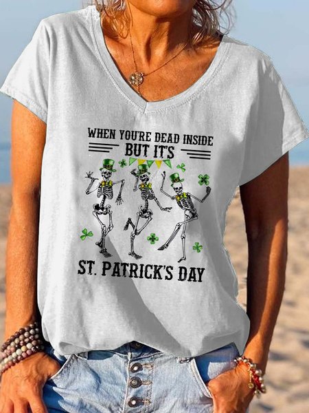 

Women's Letter Short Sleeve Tee T-shirt V Neck Casual Summer Top, White, T-Shirts