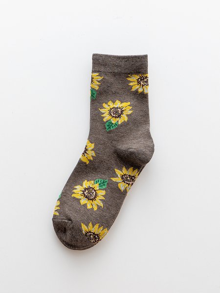 

Retro Forest Sunflower Socks, Brown, Socks