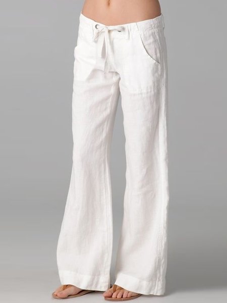 

Cotton and linen style casual explosion spring new designer women's trousers, White, Pants