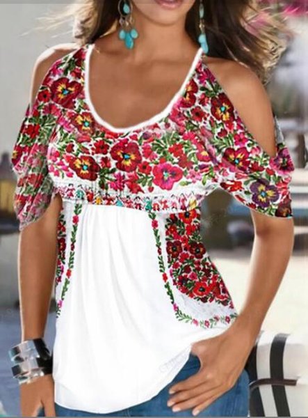 

Cotton Blends Loosen Shirts & Tops, White, Tops
