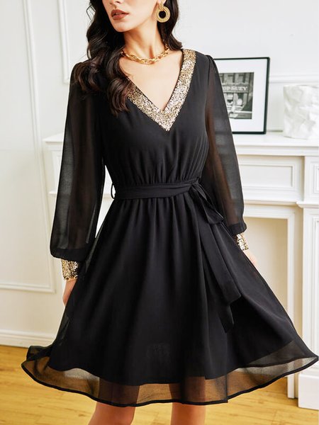 

Regular Fit Long Sleeve women Dress, Black, Dresses